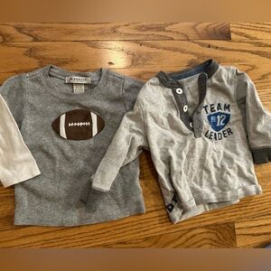 Set of 2 Gray and Brown Football/Sports Long Sleeve Tees 12 mo